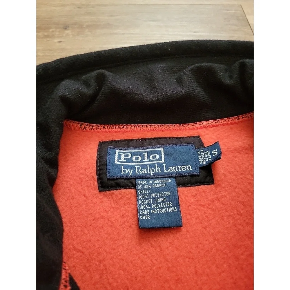 Polo Ralph‎ Lauren Men's Vintage Orange Fleece Full-Zip Vest Small Sleeveless
